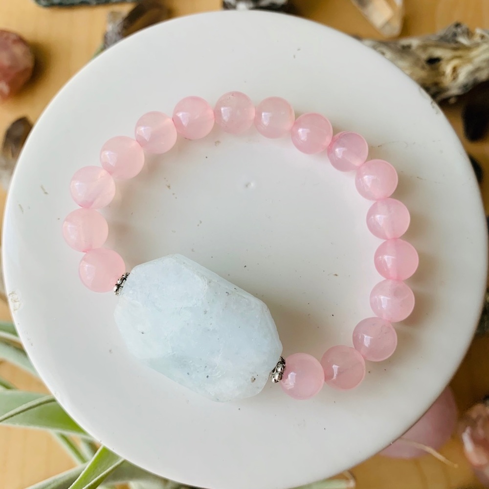 Rose Quartz Crystal Energy Bracelet